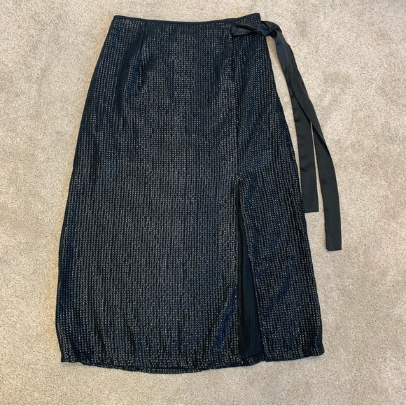 Something Navy Black Sequin Skirt Sz S NWOT - Picture 4 of 13